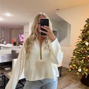 One arrival Cozy White Quarter-Zip top